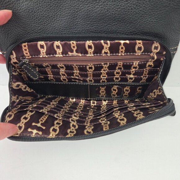 Tignanello Black Pebbled Leather Crossbody Bag With Multiple Pockets - Picture 9 of 16